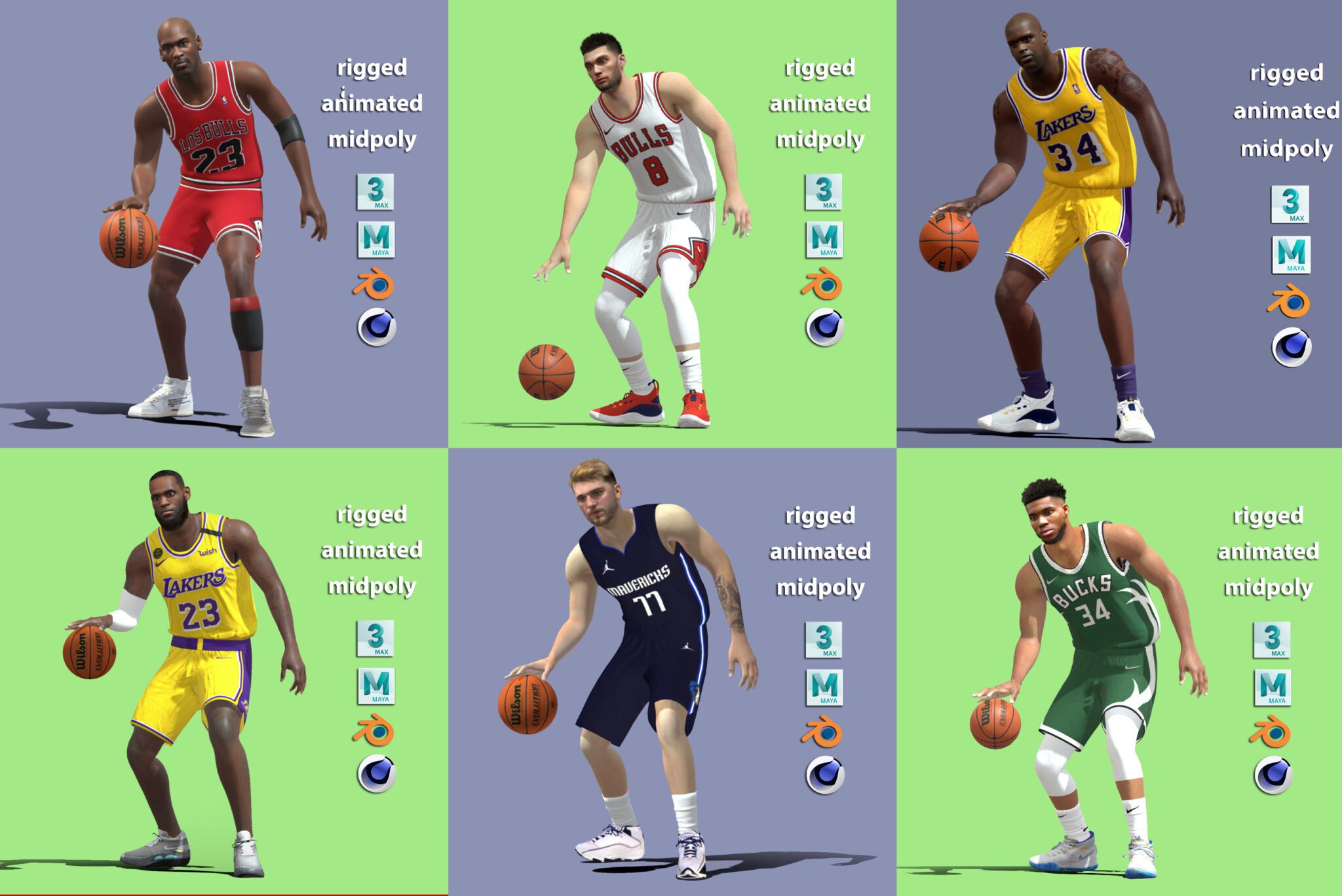 Pack 6 NBA Players 3DPassion NET