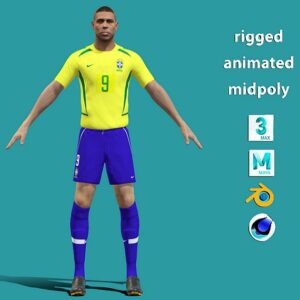 3D Rigged Ronaldo de Lima Brazil Worldcup 2002