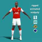 3D Rigged Ian Wright Arsenal 1997