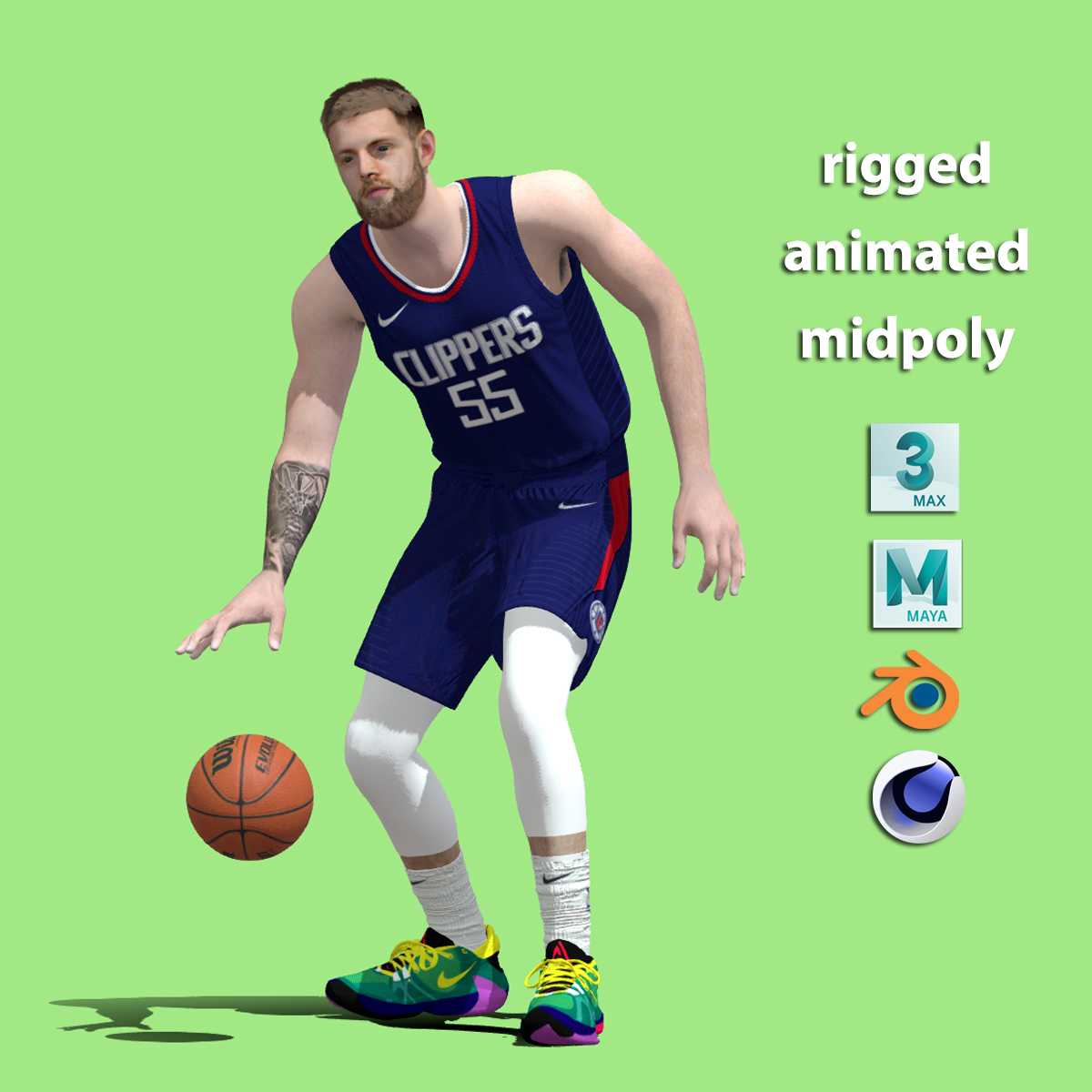preview 3D Rigged Isaiah Hartenstein Los Angeles Clippers NBA