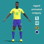 3D Rigged Vinicius Brazil Worldcup 2022