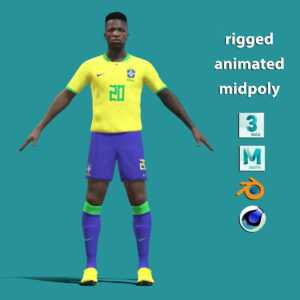 3D Rigged Vinicius Brazil Worldcup 2022