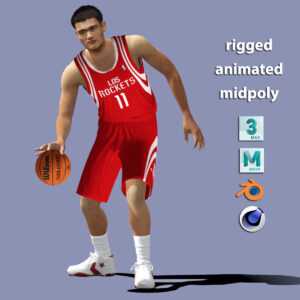 3D Rigged Yao Ming Houston Rockets NBA