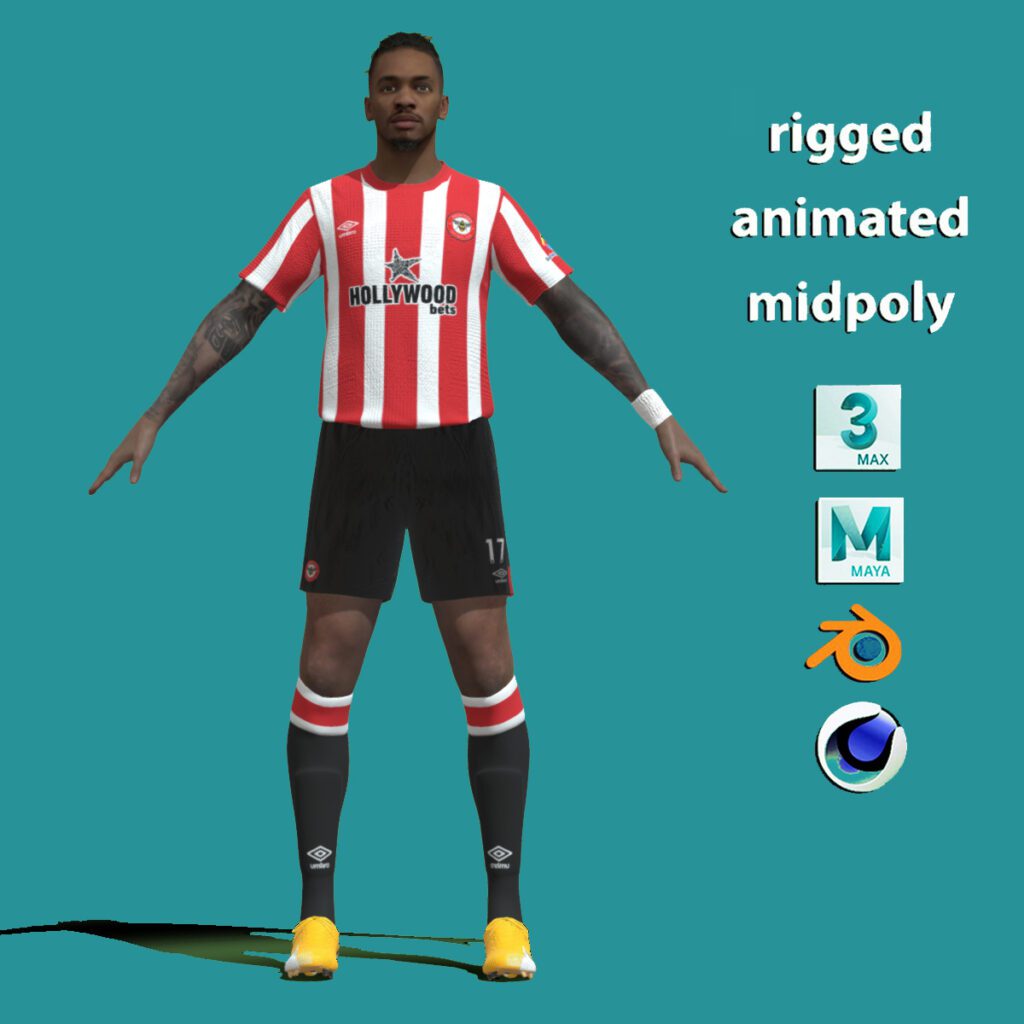 3d rigged ivan toney brentford 3dpassion net