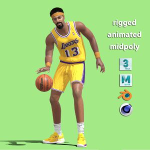 3D Rigged Wilt Chamberlain Los Angeles Lakers NBA