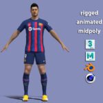 3D Rigged Robert Lewandowski Barcelona