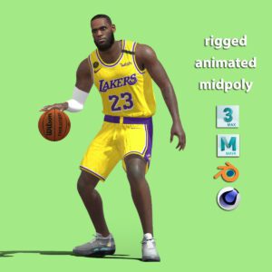 3D Rigged LeBron James Los Angeles Lakers NBA - Basic