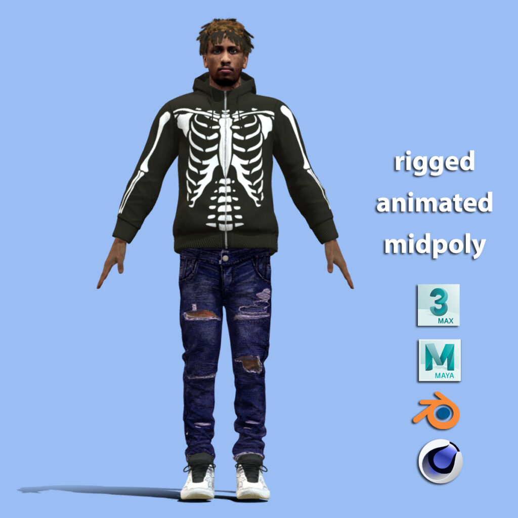 Obj Rapper 3D Rigged Kanye West rapper 3D Model | 3DPassion