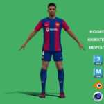 T-pose Body + Face Rigged Ronald Araujo Barcelona 2024