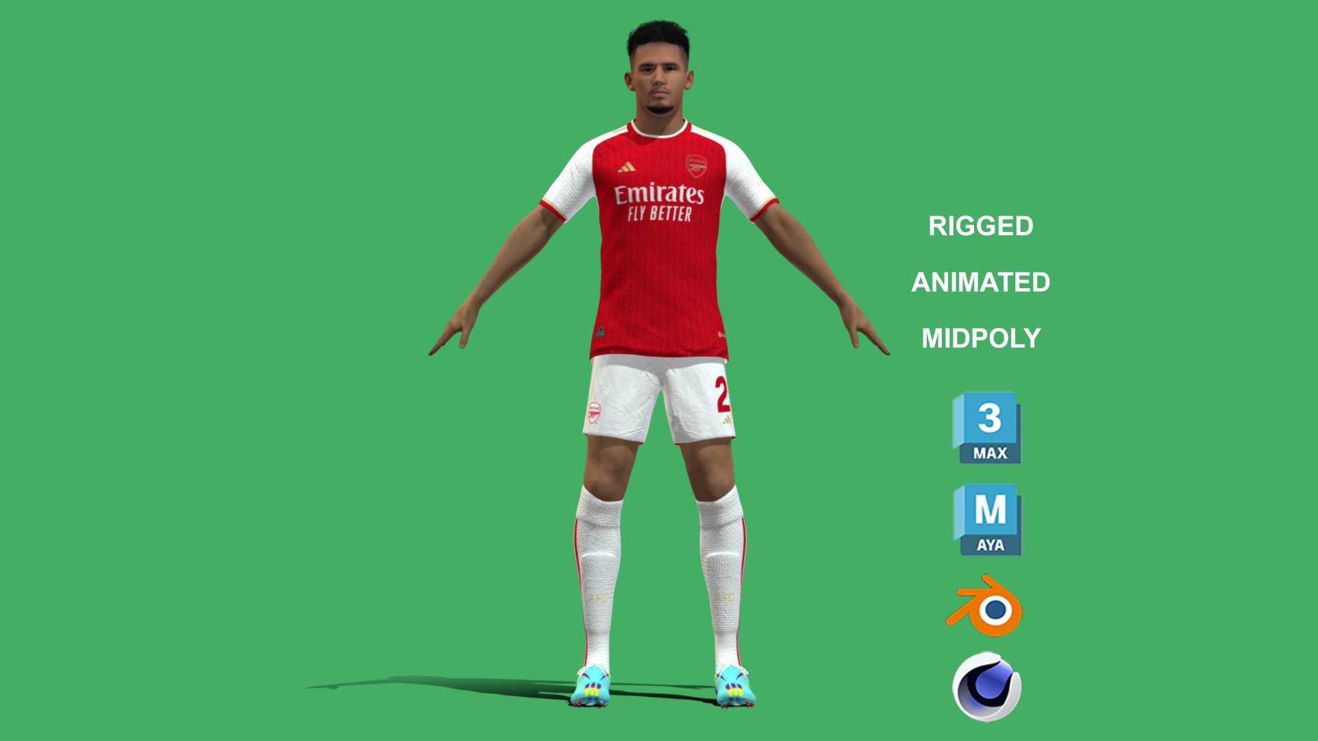 Saliba_1 3D Rigged William Saliba Arsenal 2024