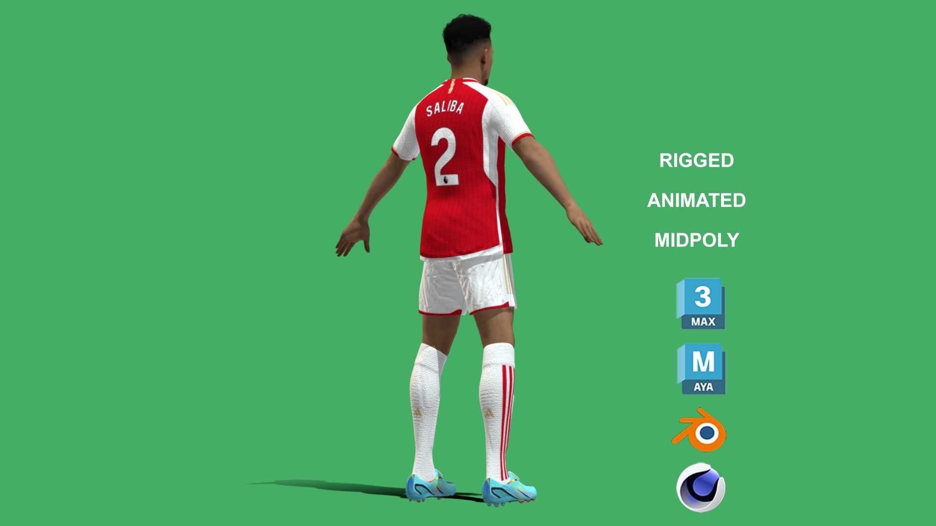 Saliba_4 3D Rigged William Saliba Arsenal 2024