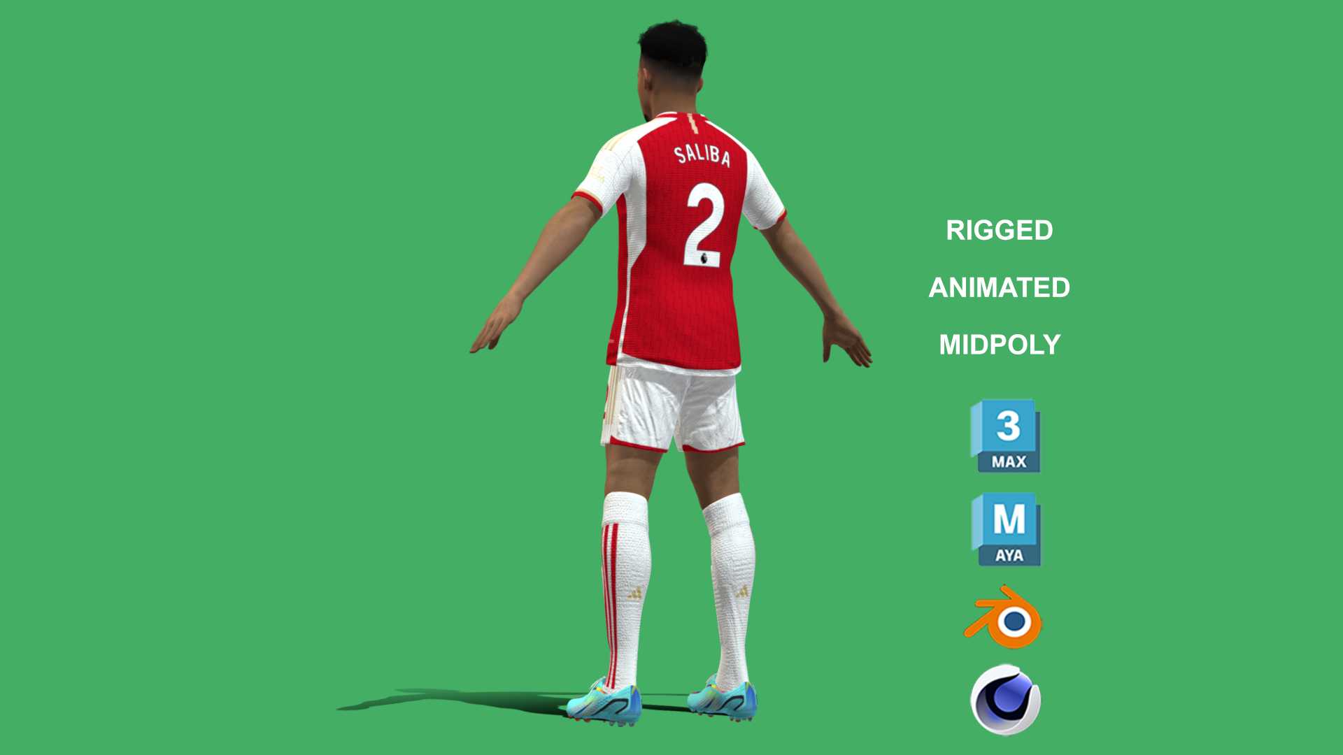 Saliba_6 3D Rigged William Saliba Arsenal 2024