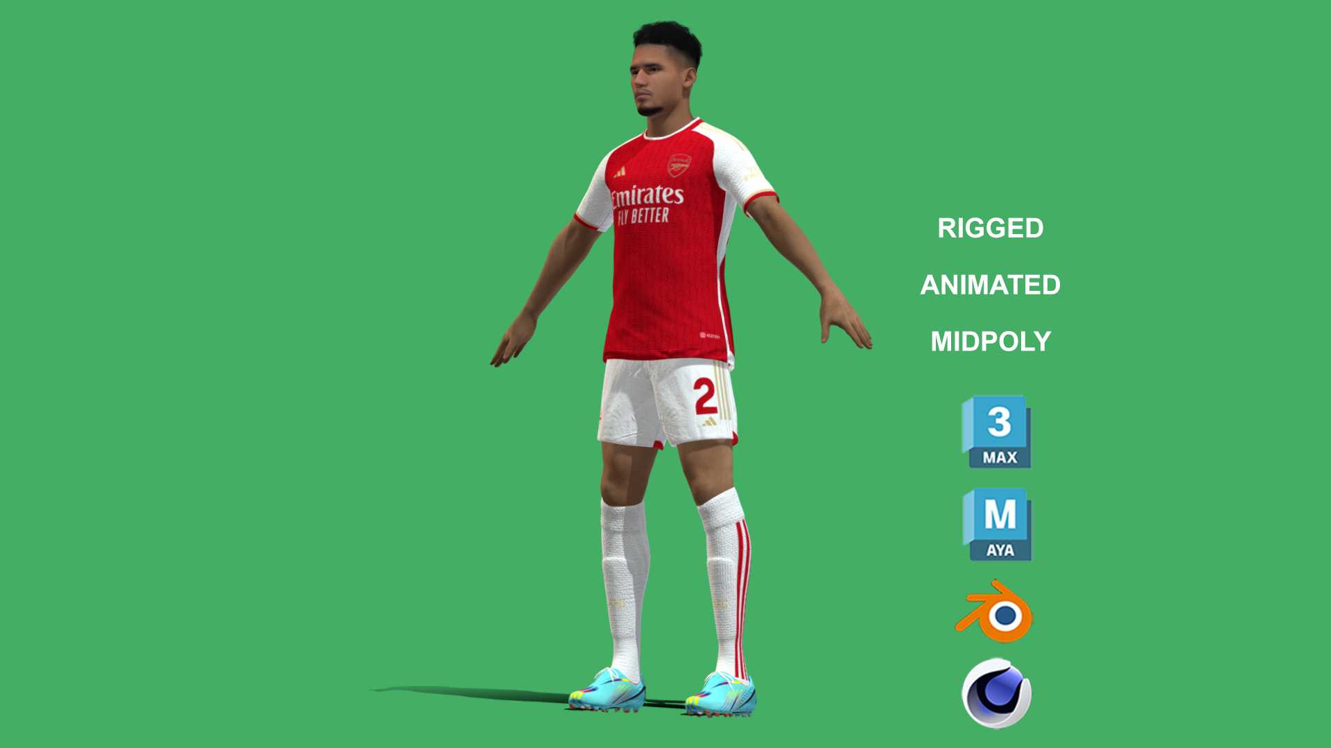 Saliba_8 3D Rigged William Saliba Arsenal 2024