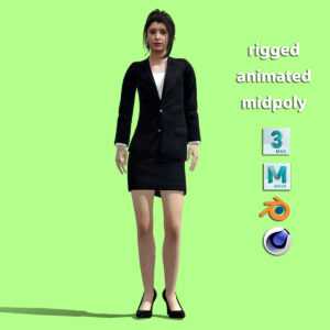 3D Rigged office girl standing
