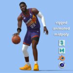 3D Rigged De Andre Ayton Phoenix Suns NBA