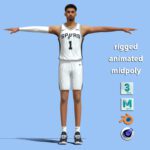 T-Pose rigged Victor Wembanyama Spurs NBA