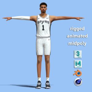 T-Pose rigged Victor Wembanyama Spurs NBA