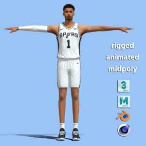 T-Pose rigged Victor Wembanyama Spurs NBA