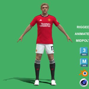 3D Rigged Rasmus Hojlund Manchester United 2024