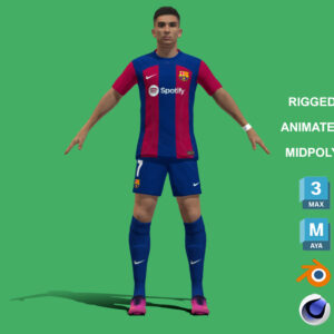 Home 30 3D Rigged Ferran Torres Barcelona 2024