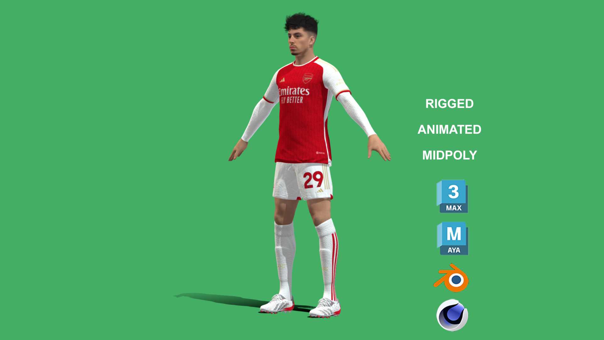 Havertz_8 3D Rigged Kai Havertz Arsenal 2024