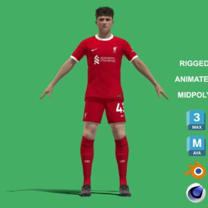 3D Rigged Stefan Bajcetic Liverpool 2024