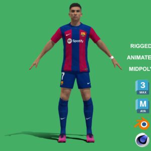 3D Rigged Ferran Torres Barcelona 2024