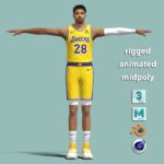 T-Pose Rigged Rui Hachimura Los Angeles Lakers 23
