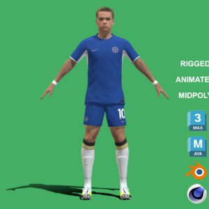 3D Rigged Mykhailo Mudryk Chelsea 2024
