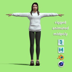 T-Pose rigged Young girl
