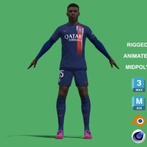 3D Rigged Nuno Mendes PSG 2024