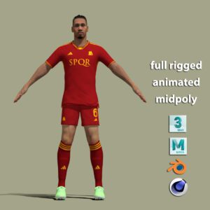 T-Pose body +face rigged Chris Smalling AS Roma 23-24