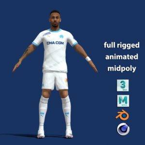 T-Pose body + face rigged Aubameyang Marseille 23-24