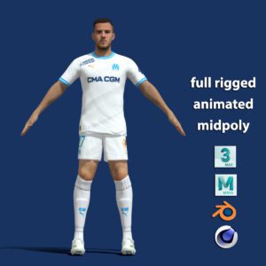 T-Pose body + face rigged Jordan Veretout Marseille 23-24
