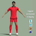 T-Pose rigged Son Heung Min South Korean national jersey
