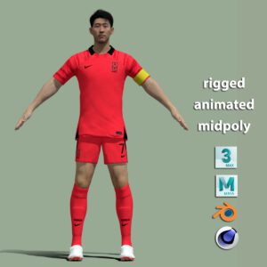 T-Pose rigged Son Heung Min South Korean national jersey