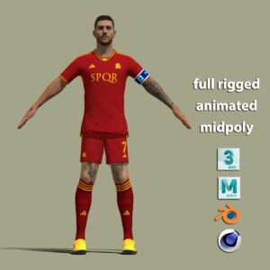T-Pose body + face rigged Lorenzo Pellegrini AS Roma 23-24