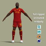 T-Pose body + face rigged Lukaku AS Roma 23-24