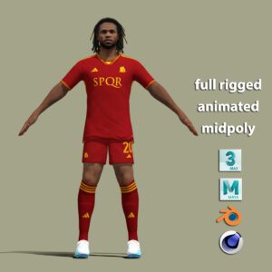 T-Pose body + face rigged Renato Sanches AS Roma 23-24