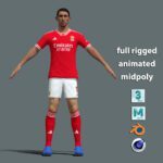 T-Pose body + face rigged Di Maria Benfica 2024