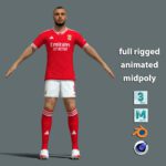 T-Pose body + face rigged Arthur Cabral Benfica 23-24