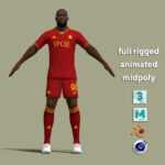 T-Pose body + face rigged Lukaku AS Roma 23-24
