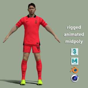 T-Pose rigged Lee Kang-In South Korean national jersey