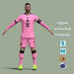 T-Pose rigged Lionel Messi Inter Miami 24-25