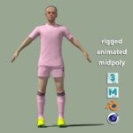 T-Pose rigged female footballer