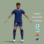 T-Pose rigged young footballer