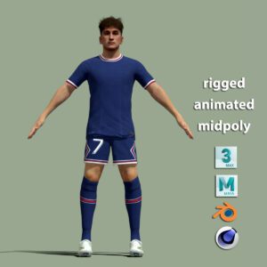 T-Pose rigged young footballer
