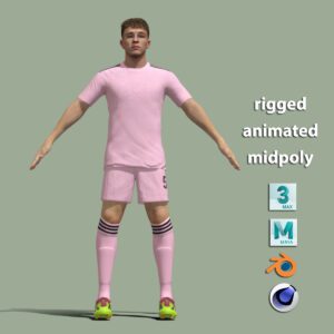T-Pose rigged young footballer