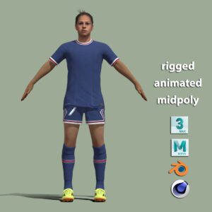 T-Pose rigged female footballer
