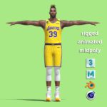 T-Pose rigged Dwight Howard Los Angeles Lakers